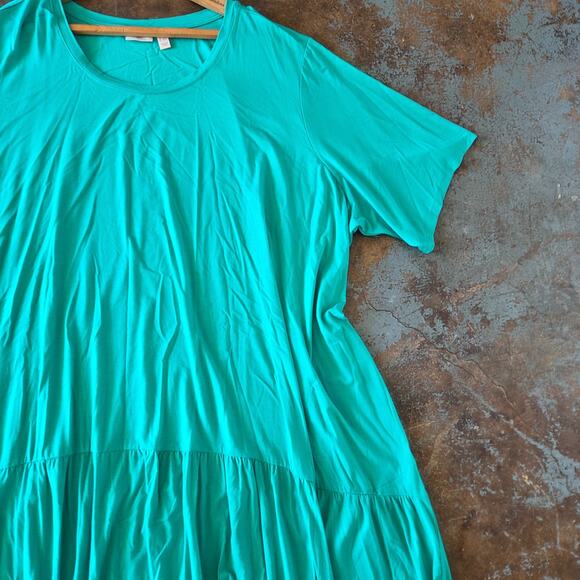 LOGO Lori Goldstein Elbow Sleeve Dress Plus Size 5XP New Cozumel Green Rayon - Picture 5 of 10